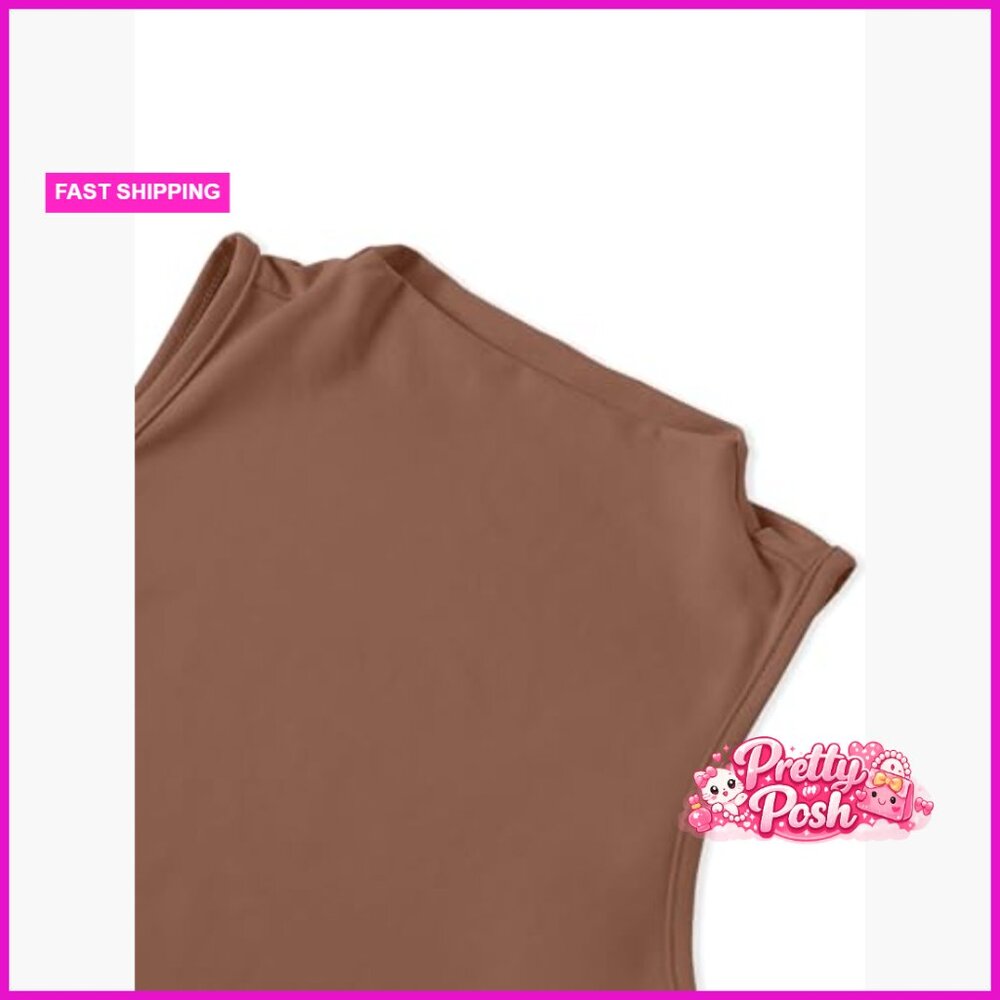 Polyester Elastane Blend Crop Top Turtle Neck Sle… - image 5